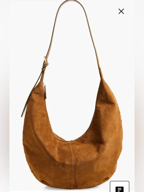 NWOT Madewell, The Essential Curve Shoulder Bag in Aged Cognac - Picture 3 of 13